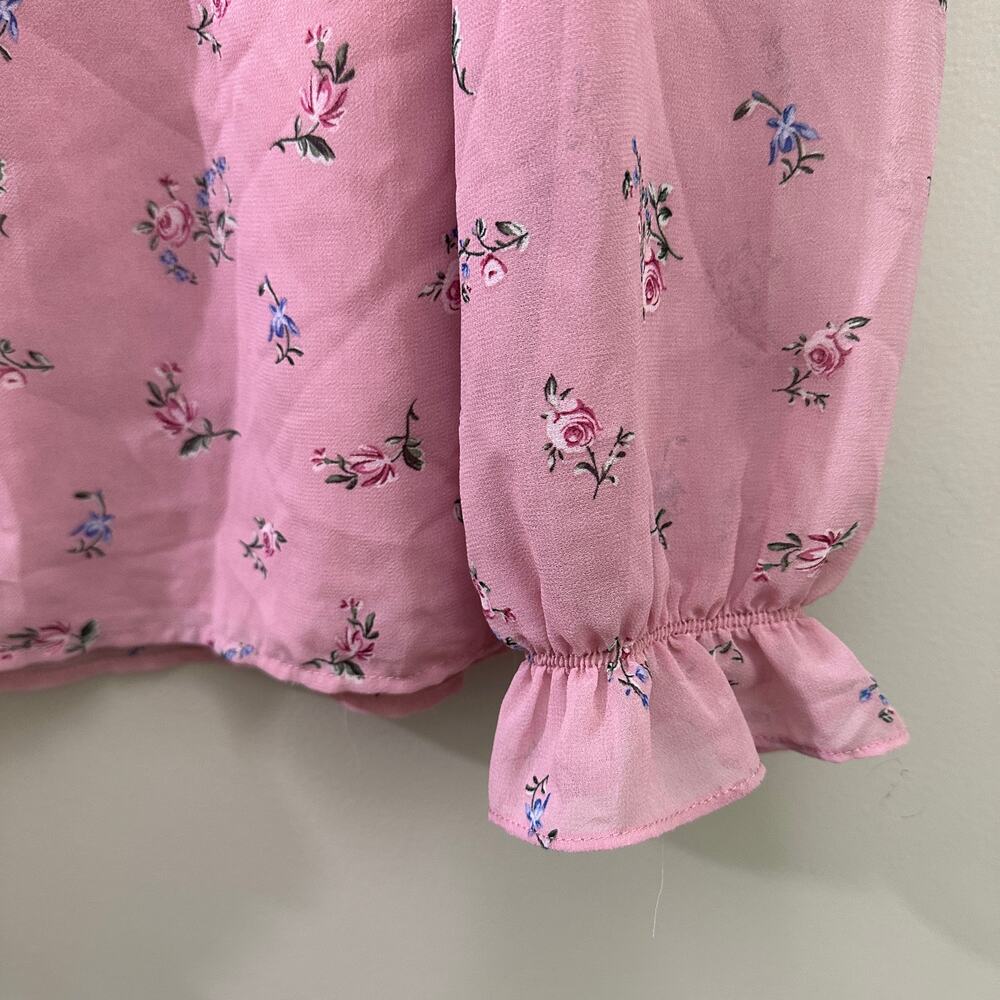1.state Pink Smocked Mock Neck Puff Sleeve Boho Blouse Top S Cottage Core - Picture 7 of 11